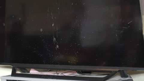 Filthy tv screen. Old not working tv. Stock Footage 148097737