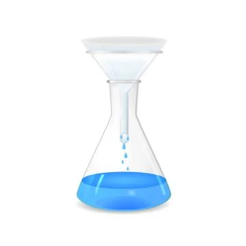 Filtration of solution in a conical flask Illustrazione stock