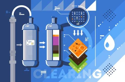 Filtration of water for drinking Stock Illustration