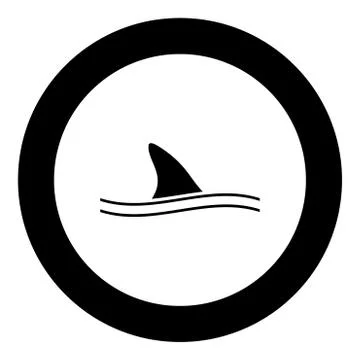 Fin of shark black icon in circle vector illustration Stock Illustration