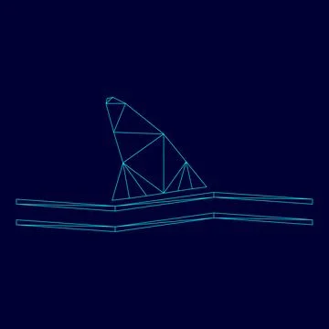 Fin of shark low poly triangulation triangulated polygonal electric cyan bl.. Stock Illustration