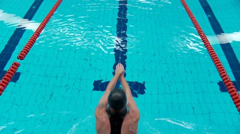 Fin swimmer swimming in pool Stock Footage 30459708