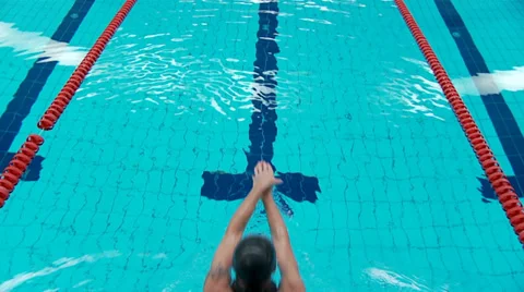 Fin swimmer swimming in pool Stock Footage 30459764