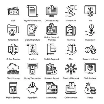 Fin Tech Line Icons Pack Stock Illustration