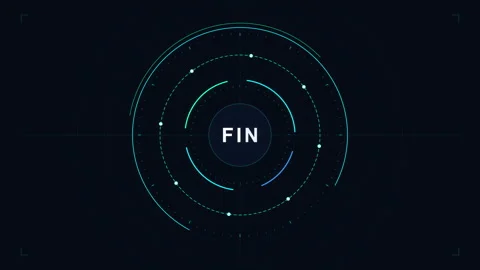 Fin text motion graphic with digital circle pattern in dark cyber style 库存影片 346547220