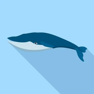 Fin whale icon, flat style Stock Illustration