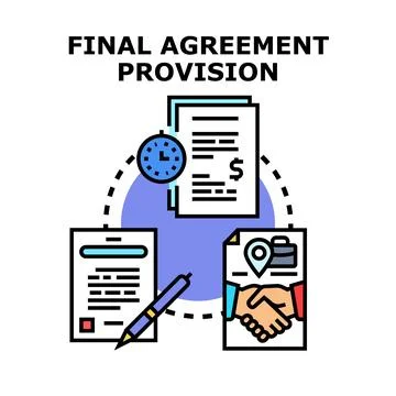 Final agreement provision concept with papers and handshake Stock Illustration