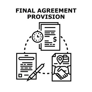 Final agreement provision concept with papers and handshake Stock Illustration