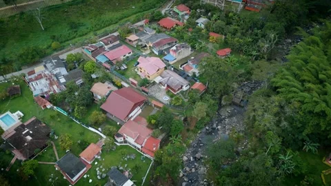 Final Approach Nearing Touchdown Point Within Chromatic Village Matrix Video stock 316860815