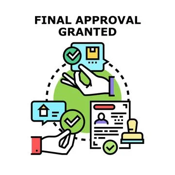 Final approval granted completing process document check Stock Illustration