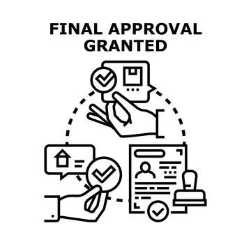 Final approval granted completing process document check Stock Illustration