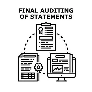 Final auditing of financial statements process concept Stock Illustration