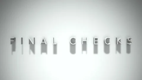Final checks 3D title animation white text on a white background Stock Footage 299702783