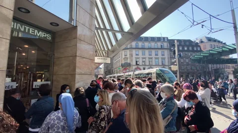 Final Day Queue at Printemps Store Stock Footage 297024445