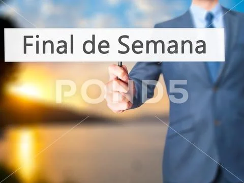 Final de Semana (In portuguese - Weekend) - Businessman hand hol Stock Photos