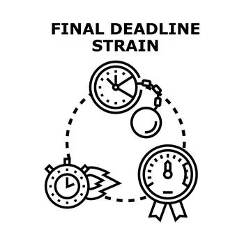 Final deadline strain concept, managing work stress Stock Illustration