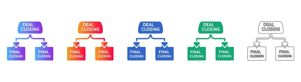 Final Deal Closing Process Flowchart Icons Stock Illustration