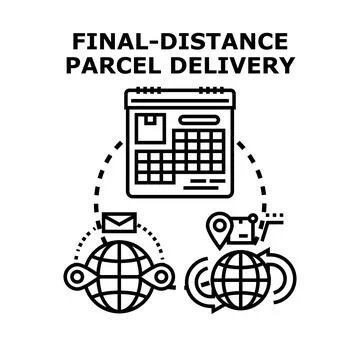 Final distance parcel delivery logistics concept illustration 스톡 일러스트