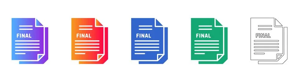 Final Document File Icon Collection Stock Illustration