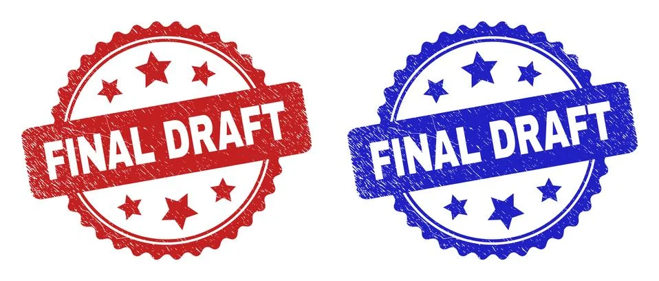 FINAL DRAFT Rosette Watermarks with Grunged Style Stock Illustration