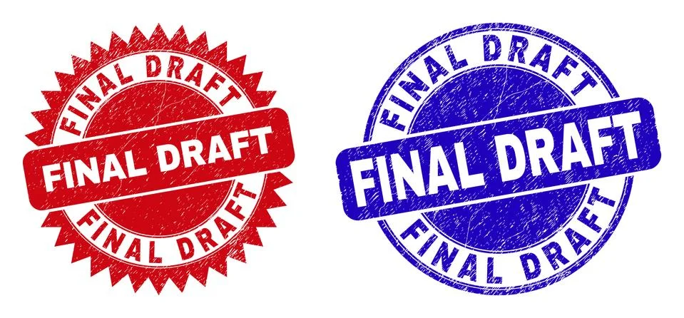 FINAL DRAFT Rounded and Rosette Stamp Seals with Corroded Texture Stock Illustration
