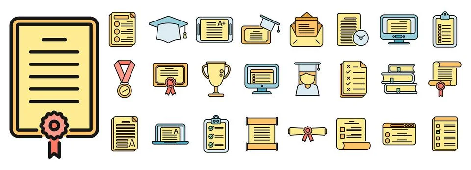 Final exam icons set vector color イラスト素材