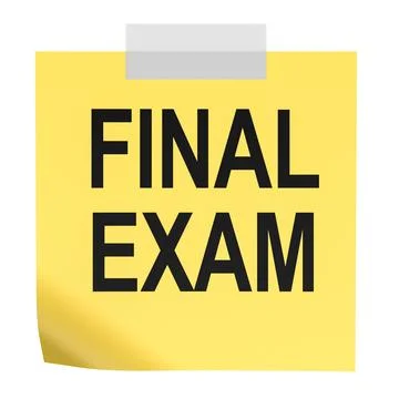 Final Exam, note on yellow sticky paper. 3D rendering Stock Illustration