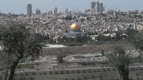 Final Friday of Ramadan prayers observed at Al-Aqsa Mosque in Jerusalem, Jerusal Stock Footage 330665314