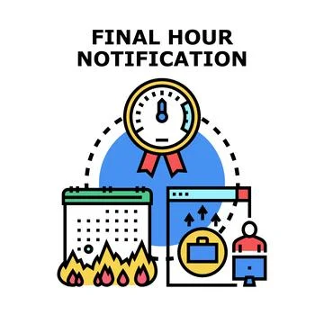 Final hour notification icon representing urgent deadline Stock Illustration