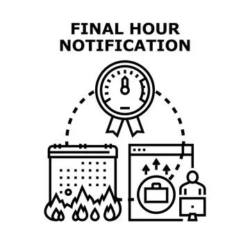 Final hour notification icon representing urgent deadline Stock Illustration