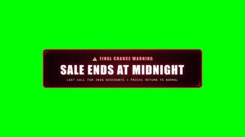 Final Hours Sale Ends At Midnight Urgency Banner on Green Screen Stock Footage 345256759