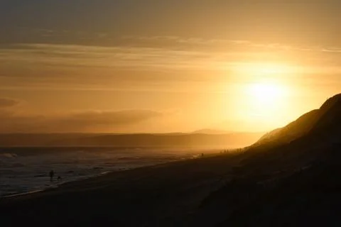 Final Light Sunset On A Dusk Beach Horizon Stock Photos