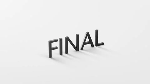 FINAL metallic black text, word, inscription volumetric letters. 3D render Stock Footage 312548392