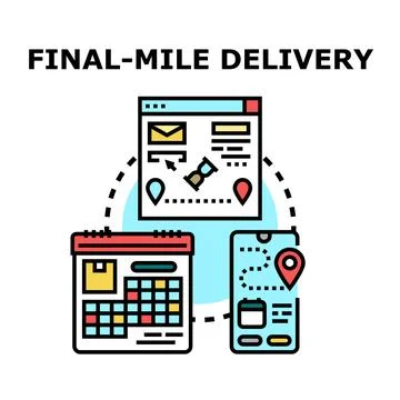 Final mile delivery service vector line icon Stock Illustration
