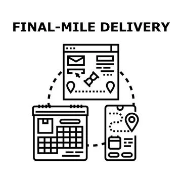Final mile delivery service vector line icon 스톡 일러스트
