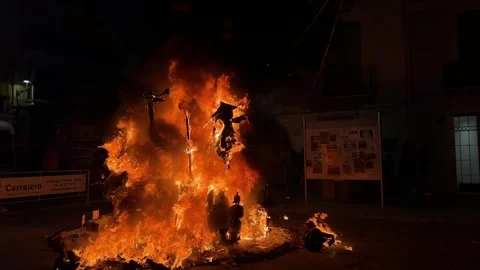 The final night of las Fallas in Xativa, Valencia Stock Footage 270064820