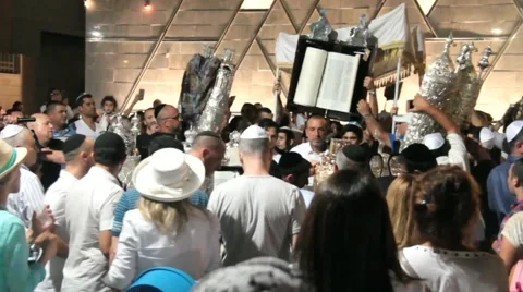 Final part of the  Simchat Torah  ceremony. Tel Aviv. Israel Stock Footage 64262405