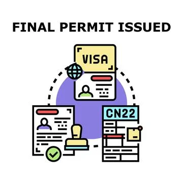 Final permit issued for international documentation process Stock Illustration