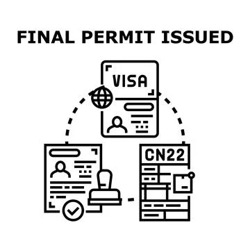 Final permit issued for international documentation process Stock Illustration