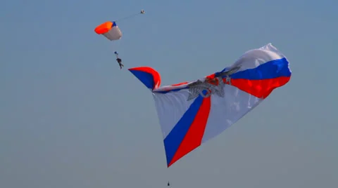 The final phase of the landing of the flag Stock Footage 28365416