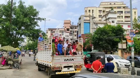 The final procession for immersion of Goddess idols Stock Footage 217708106