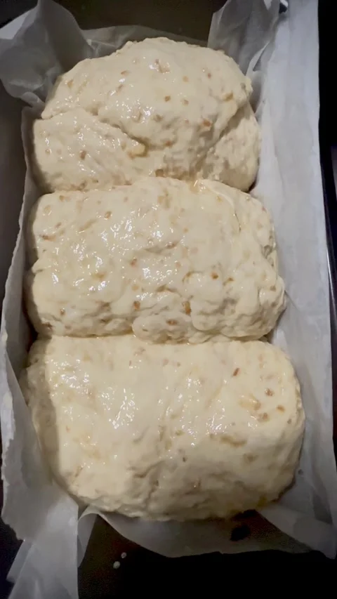 Final proof Bread dough after kneading put  in baking tray Stock Footage 340304698