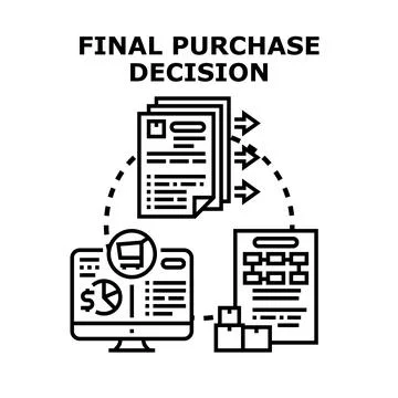Final purchase decision with customer journey process Stock Illustration