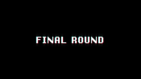 Final round animation of looped text glitch video game screen effect Stock Footage 313060721