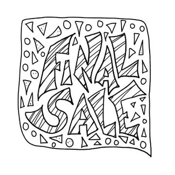 Final sale message with speech bubble. Vector black and white design illustat Illustrazione stock
