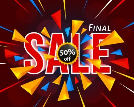 Final sale vector banner with triangle elements. Vector. Stock Illustration