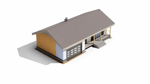 Final stage of construction of wood framed residential house. 動画素材 112154543