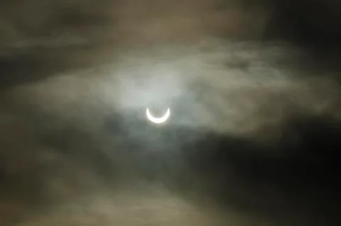 Final stage of the solar eclipse in january 2011 Stock Photos
