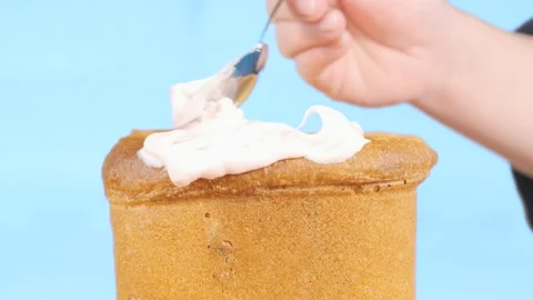 The final step in making homemade cake. Stock Footage 130642623