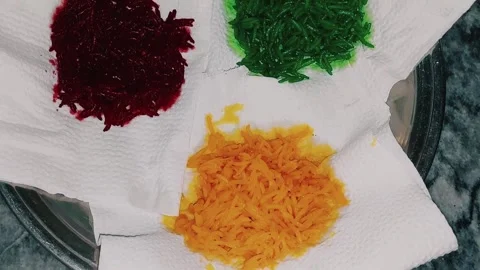 Final Step Preparing Multi Colored Rice For Mutanjan Zarda Stock Footage 333541883